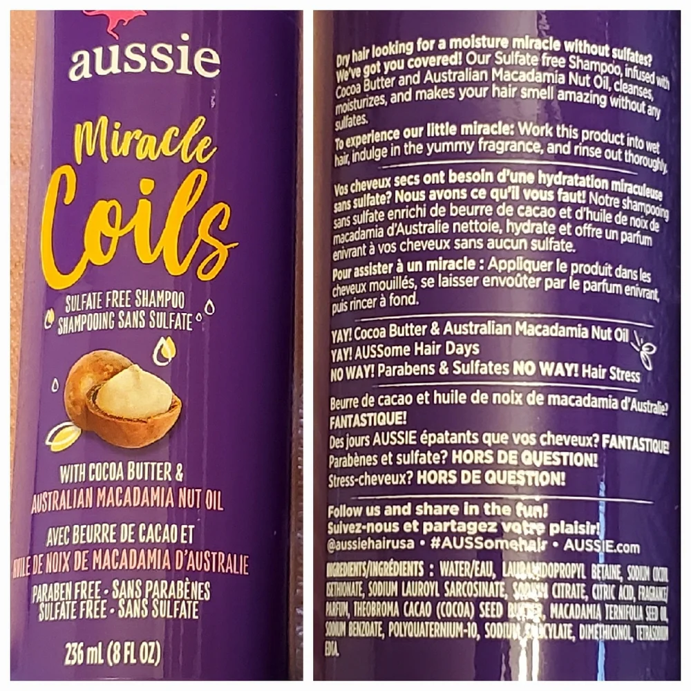 Aussie Miracle Coils Shampoo Lot Of 2 Bottles 8oz Each NEW - Picture 2 of 2